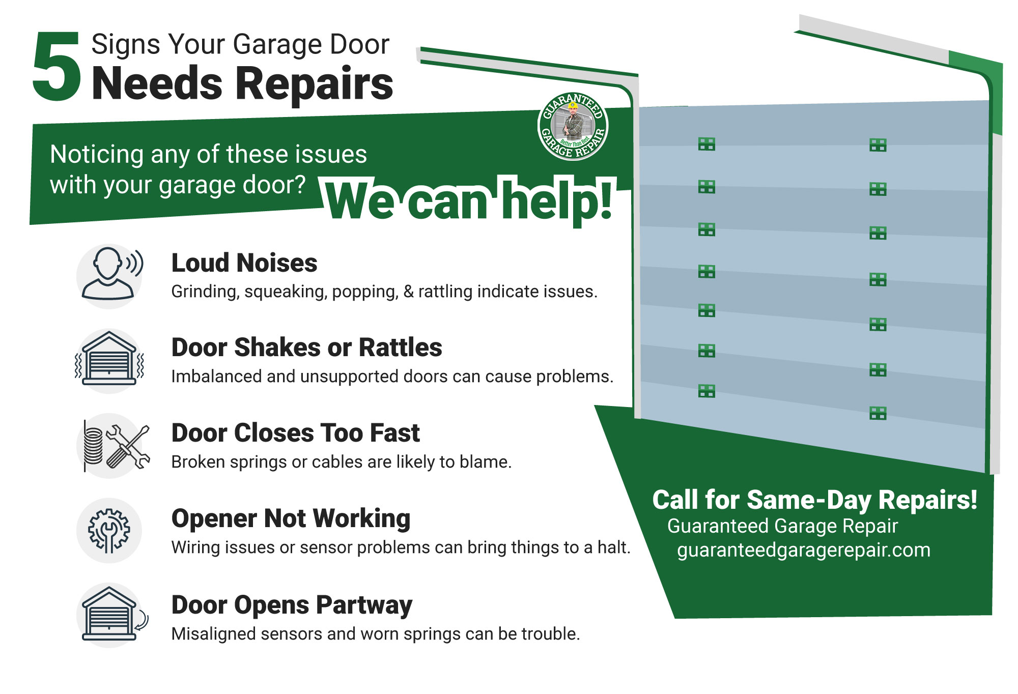 5 Signs Your Garage Door Needs Repairs infographic
